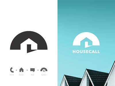 Housecall Logo Concept bold logo brand identity design branding business chat design dualmeaning home logo houses icon logo minimal modern logo negative space phone simple logo startup texting