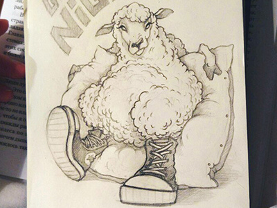 Well, who is the sheep now ?! illustration night pencil sheep sketch иллюстрация карандаш набросок ночь овца