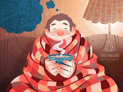 Illustration for the article comfort illustration plaid soup
