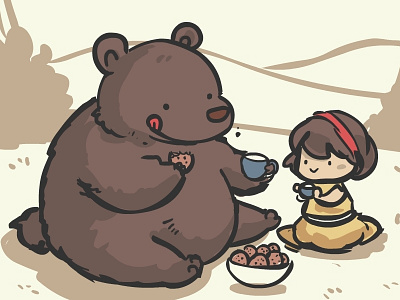 Bear Tea Party bear girl illustration