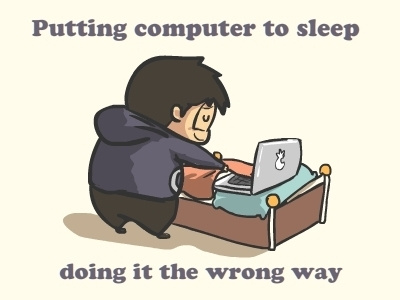 Putting Computer to Sleep illustration poporetto pun