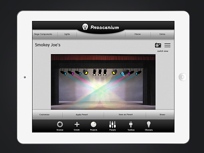 Proscenium- Stage View app light board lighting tablet theater ui