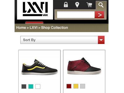 Vans Mobile Redesign: LXVI PLP filter header mobile pattern redesign shoes store locator ui ux vans