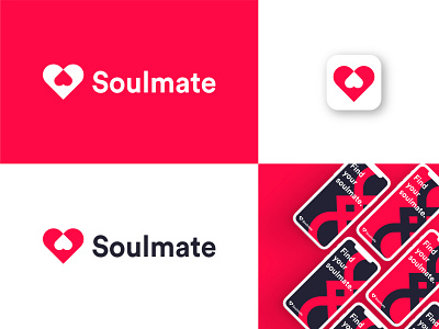 Brand identity for Soulmate App. app design app icon branding design designer experiment heart heart logo heartlogo illustration logo
