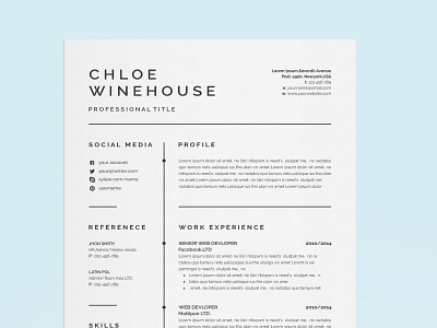 Resume template branding clean cover cover letter cv design illustration logo resume ui