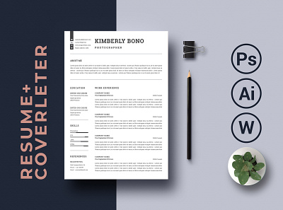 Resume/Cv template branding clean cover cover letter creative resume cv design minimalist resume