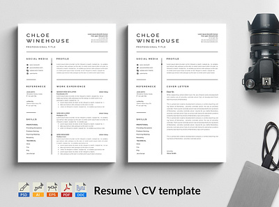 Resume template branding clean cover cover letter cv design illustration logo resume ui