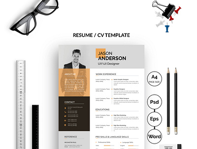 Resume template branding clean cover cover letter cv design illustration logo resume ui