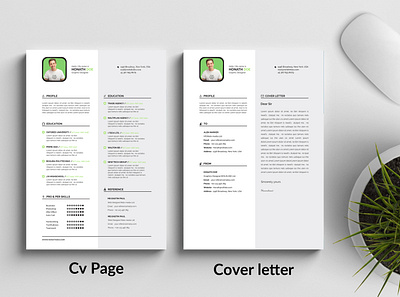 Resume template branding clean cover cover letter cv design illustration logo resume ui