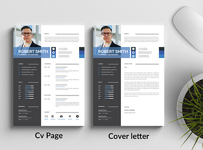 Resume template branding clean cover cover letter cv design illustration logo resume ui