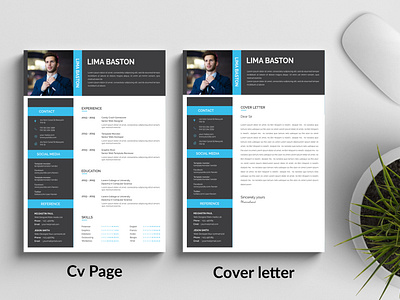 Resume template branding clean cover cover letter cv design illustration logo resume ui