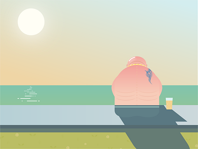 Laci On The Beach beach colors graphic illustration illustrator sea sun sunset vektor