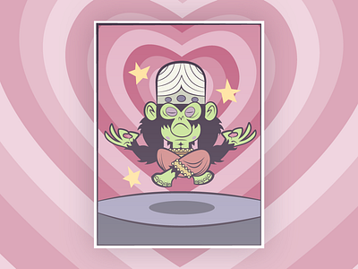 Mojo found himself cartoon childhood chill design graphic illustration illustrator meditation monkey retro sticker vector