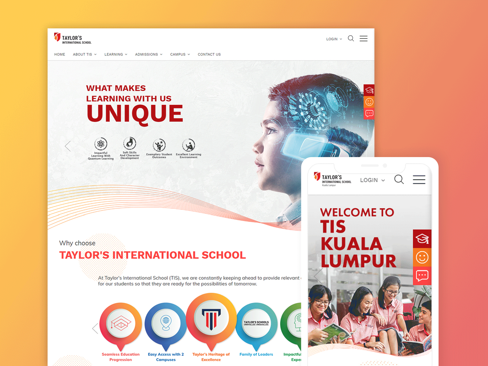 Taylor's International School Website Revamp branding lines ui ux web website