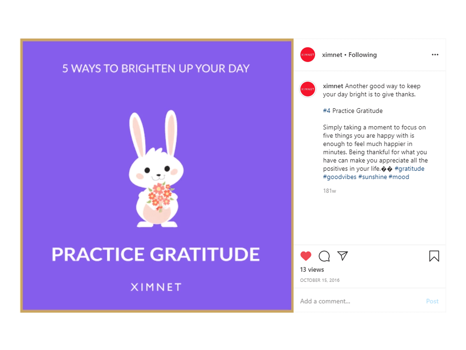 5 Ways To Brighten Up Your Day - Practice Gratitude bunny flower gif goodvibes heart illustration love positivevibes rabbit socialmedia vector