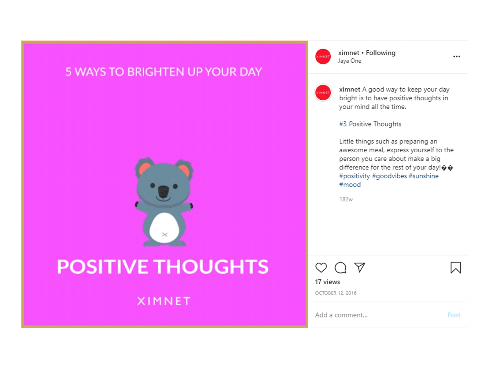5 Ways To Brighten Up Your Day - Positive Thoughts cute food gif goodvibes illustration koala positivevibes relationship socialmedia travel vector