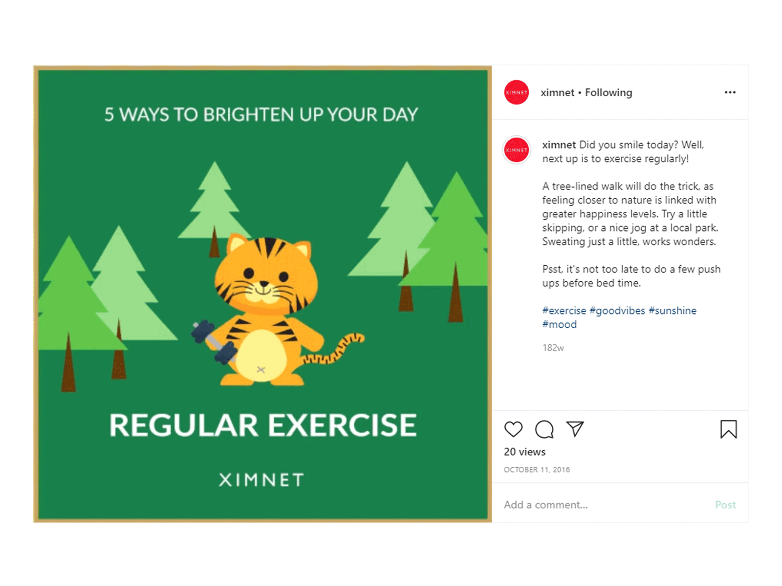 5 Ways To Brighten Up Your Day - Regular Exercise animal animals cute exercise gif goodvibes illustration positivevibes socialmedia tiger vector