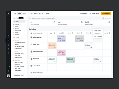 NewwaveShifts | Schedule calendar dashboard interface schedule ui