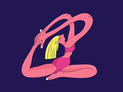 Always stretch!🤸‍♀️ 2dillustration characterdesign clip studio paint digitalillustration flatdesign gym illustration