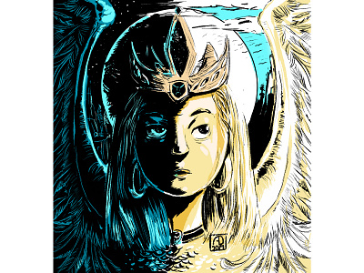 Valkyrie characterdesign crown digitalillustration illustration myhology portrait digital ink portrait illustration portrait illustration woman queen valkyrie