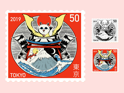 Tokyo Stamp adobeillustration adobeink branding cat crown d ribbbkeweekleywarmup design digitalillustration illustration logo stamp sticker style