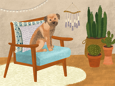 Border Terrier Portrait animals digital dog illustration pets portrait