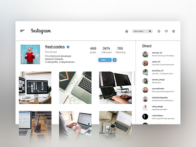 Instagram Web redesign ui ux design web