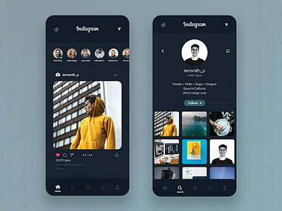 Instagram Dark theme + Redesign