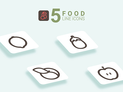 5 FOOD LINE ICONS branding design flat ui ux vector