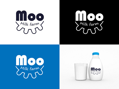 Logo for a dairy farm called MOO branding dairy design farm flat graphic design line logo milk vector