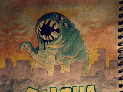 Sucka illustration monster sketchbook sucka watercolor