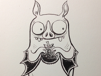 Apprehensive bat bat illustration ink inktober lychee sketchbook