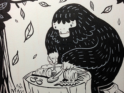 Dining with Sasquatch illustration ink inktober sasquatch sketchbook