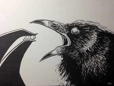 "Raven's Cravin's" bug illustration ink inktober raven sketchbook