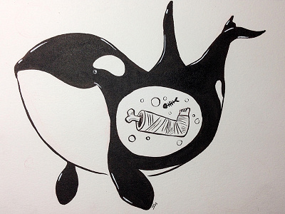 "Bo Derek's Leg" illustration ink inktober killer whale orca sketchbook