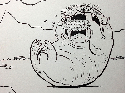 "Struggle" corn on the cob illustration ink inktober sketchbook walrus