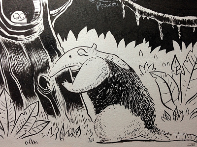 "Tamandua Trollin for Treats" illustration ink inktober sketchbook tamandua