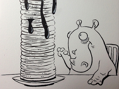 "Pancakes!" illustration ink inktober pancakes rhino sketchbook