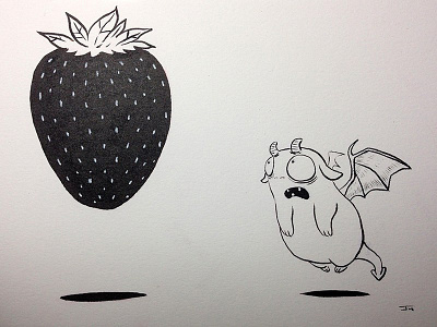 "Fraise" fraise illustration ink inktober monster sketchbook strawberry