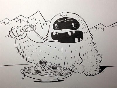 "Yeti Eating Spaghetti"