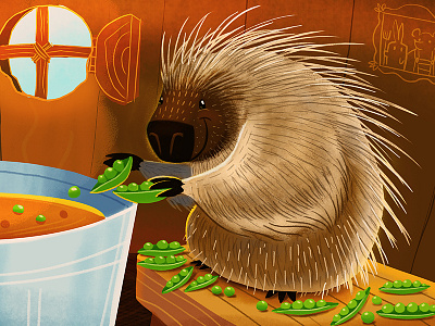 Porcupine and Peas illustration peas photoshop porcupine
