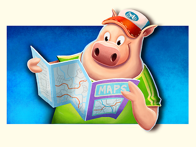 Piggie with Map