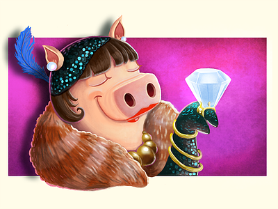 Rich Piggie concept diamond illustration photoshop pig rich tourist