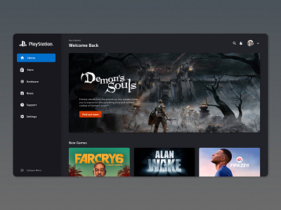 Playstation Homepage Redesign design desktop design minimal playstation redesign ui web