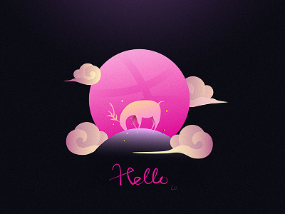 Hello Dribbble~! cloud debuts dribbble elk firstshot graphic hello pink