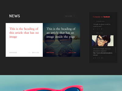 News and Facebook feed clean comment date design facebook minimal news photography share social media web website