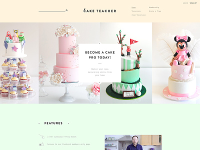Cake Teacher design layout minimal pastels startup tutorials typography website