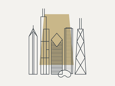 Chicago Skyline branding city cityscape flat gold illustration logo outline skyline