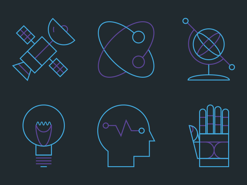 bb7 icons! avatar gif globe hand head icon iconography icons lightbulb orbit satellite space