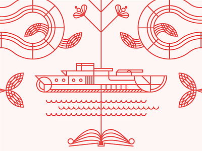 Great Lakes Home — Monitor Ship boat book captain crest illustration lake logo monitor monster ship snake water